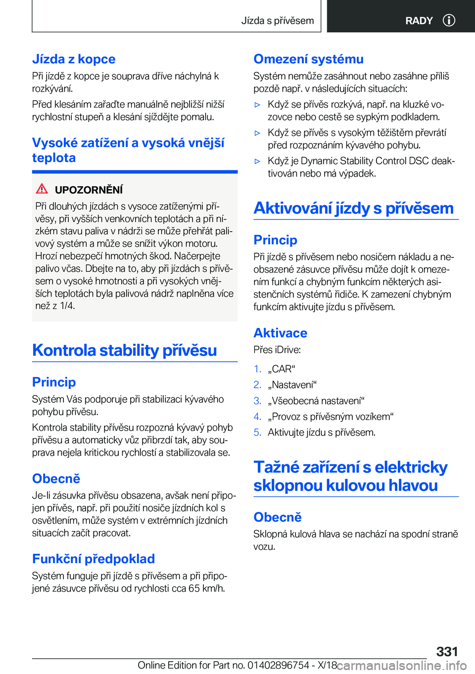 BMW X5 2019  Návod na použití (in Czech) �J�
