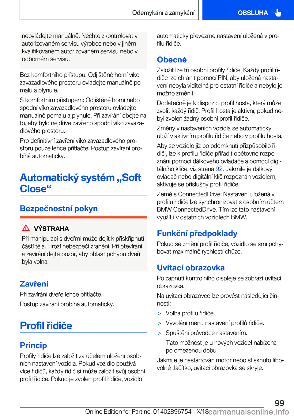 BMW X5 2019  Návod na použití (in Czech) �n�e�o�v�l�