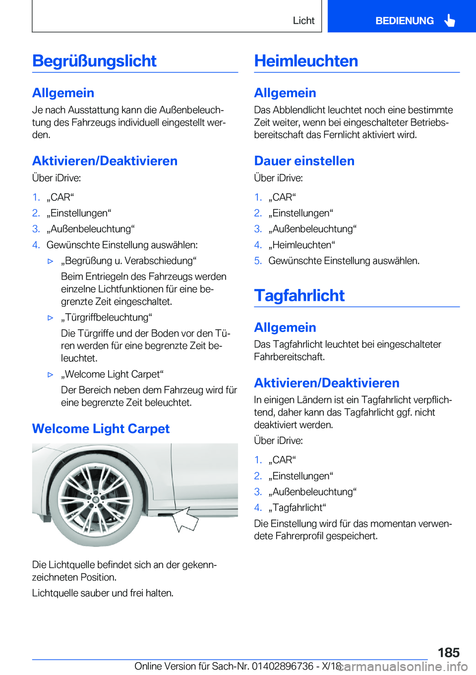 BMW X5 2019  Betriebsanleitungen (in German) �B�e�g�r�