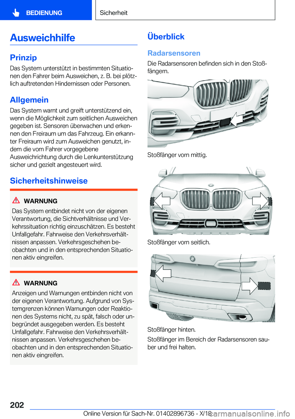 BMW X5 2019  Betriebsanleitungen (in German) �A�u�s�w�e�i�c�h�h�i�l�f�e
�P�r�i�n�z�i�p
�D�a�s��S�y�s�t�e�m��u�n�t�e�r�s�t�
