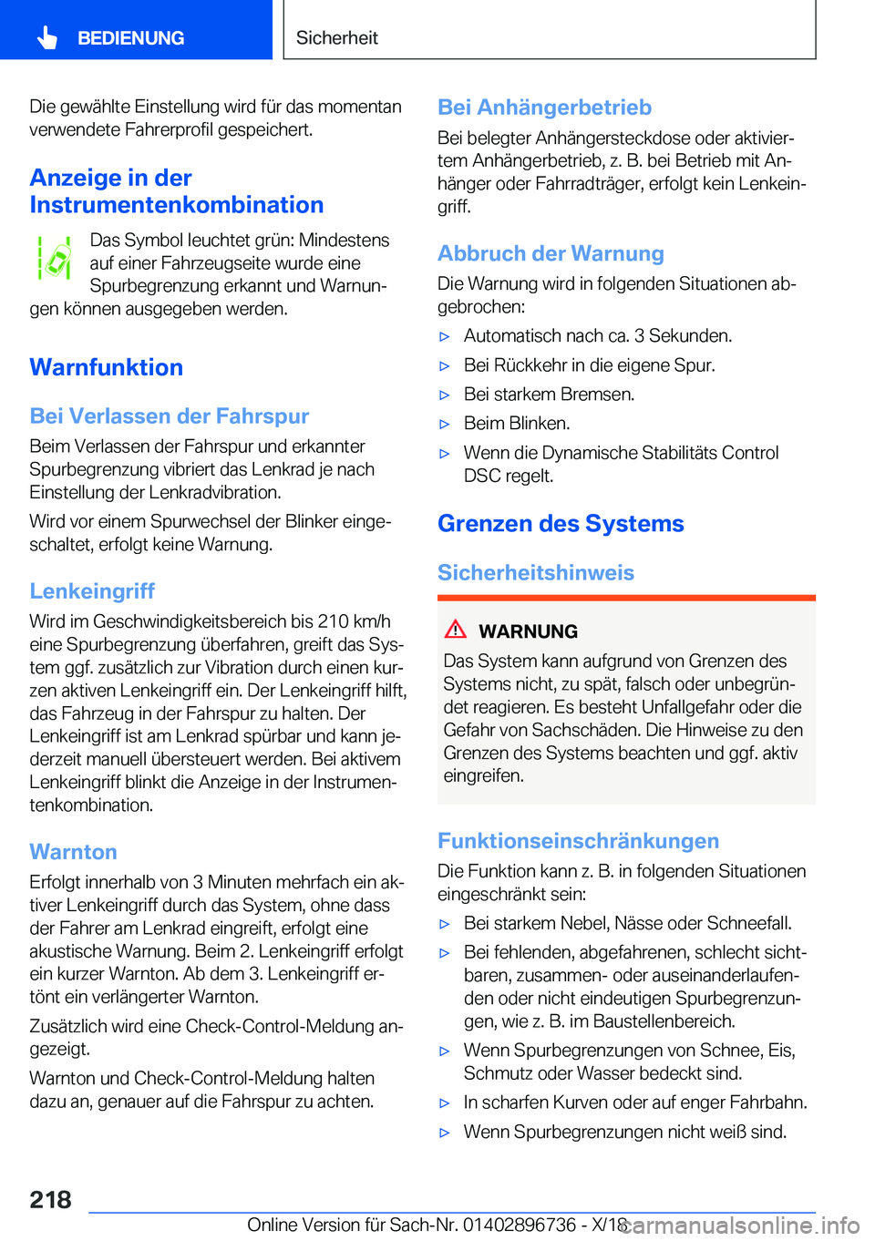 BMW X5 2019  Betriebsanleitungen (in German) �D�i�e��g�e�w�