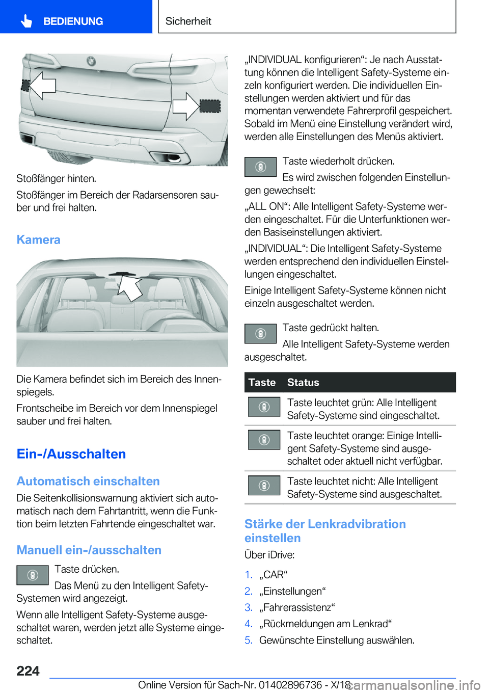 BMW X5 2019  Betriebsanleitungen (in German) �S�t�o�
