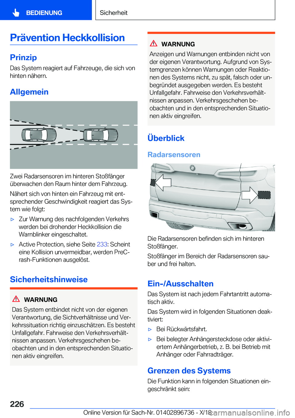 BMW X5 2019  Betriebsanleitungen (in German) �P�r�