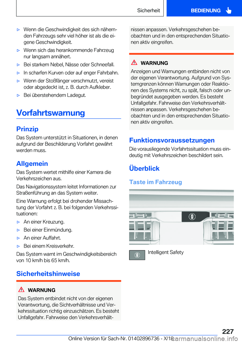 BMW X5 2019  Betriebsanleitungen (in German) x�W�e�n�n��d�i�e��G�e�s�c�h�w�i�n�d�i�g�k�e�i�t��d�e�s��s�i�c�h��n�