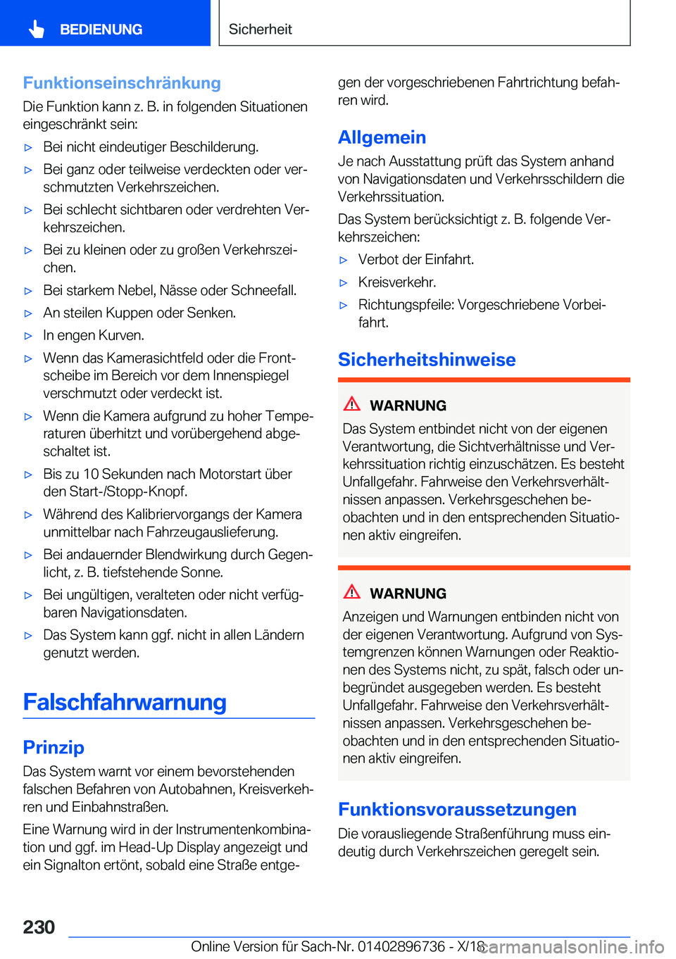 BMW X5 2019  Betriebsanleitungen (in German) �F�u�n�k�t�i�o�n�s�e�i�n�s�c�h�r�