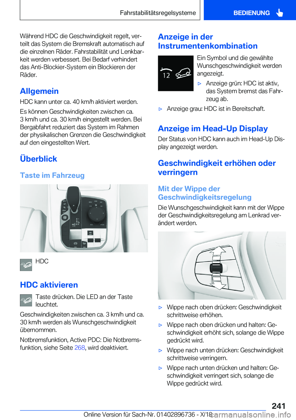 BMW X5 2019  Betriebsanleitungen (in German) �W�