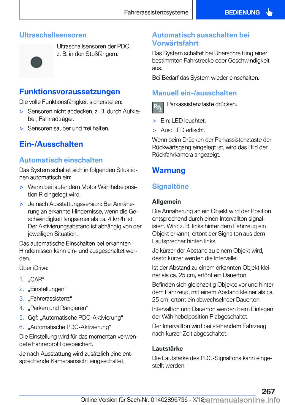 BMW X5 2019  Betriebsanleitungen (in German) �U�l�t�r�a�s�c�h�a�l�l�s�e�n�s�o�r�e�n�U�l�t�r�a�s�c�h�a�l�l�s�e�n�s�o�r�e�n��d�e�r��P�D�C�,
�z�.��B�.��i�n��d�e�n��S�t�o�