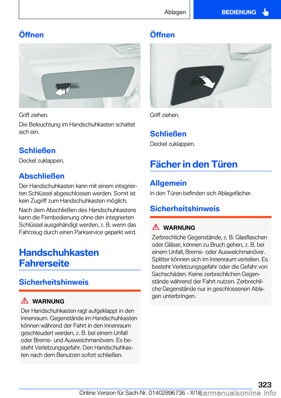 BMW X5 2019  Betriebsanleitungen (in German) �