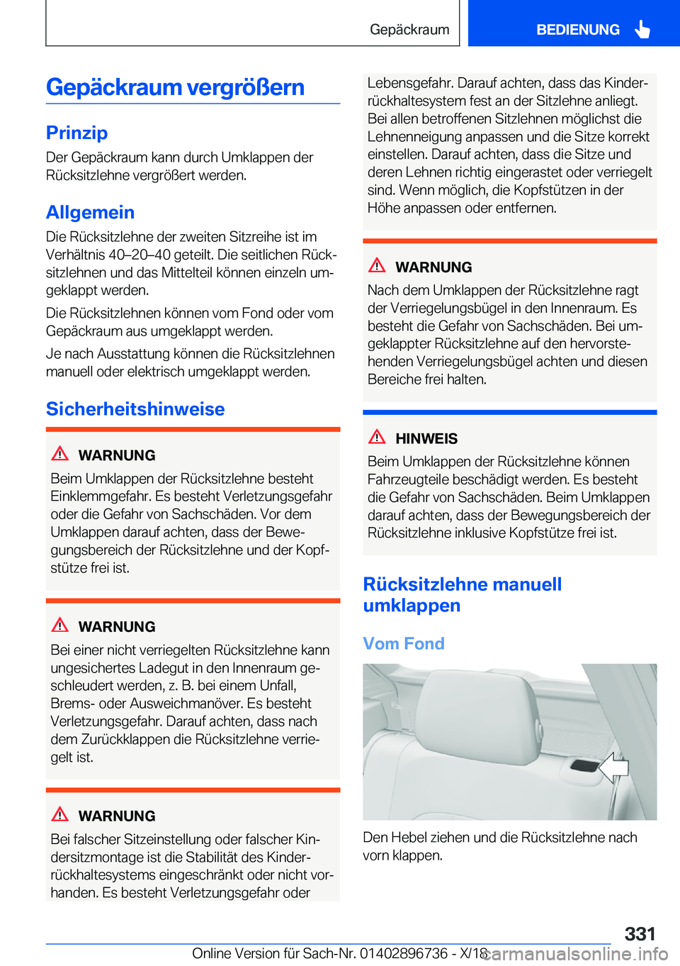 BMW X5 2019  Betriebsanleitungen (in German) �G�e�p�