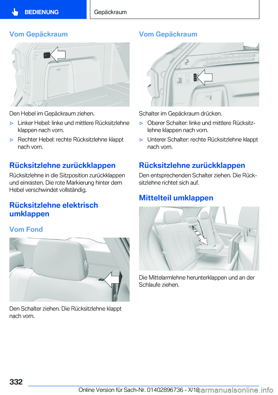 BMW X5 2019  Betriebsanleitungen (in German) �V�o�m��G�e�p�