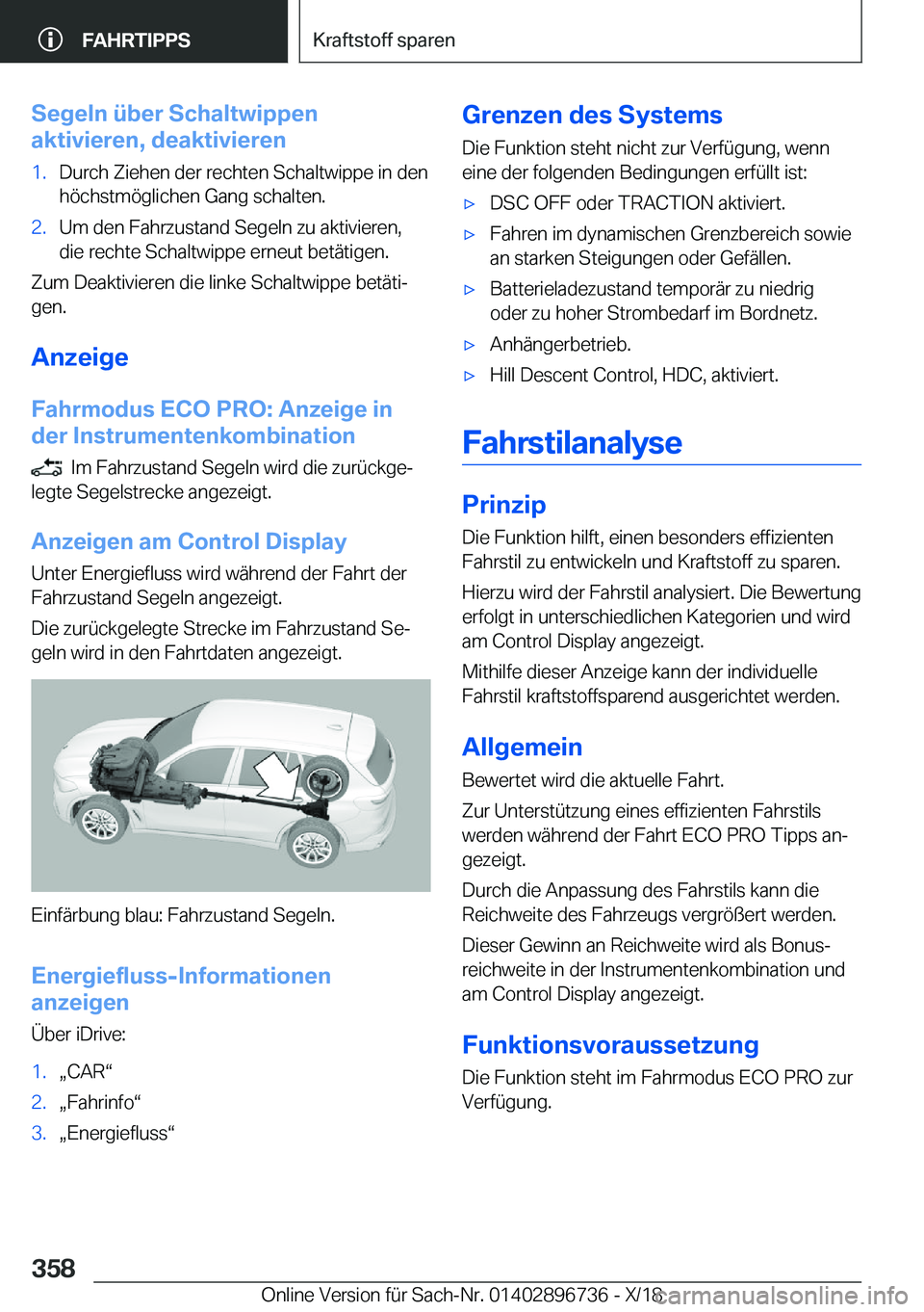 BMW X5 2019  Betriebsanleitungen (in German) �S�e�g�e�l�n��