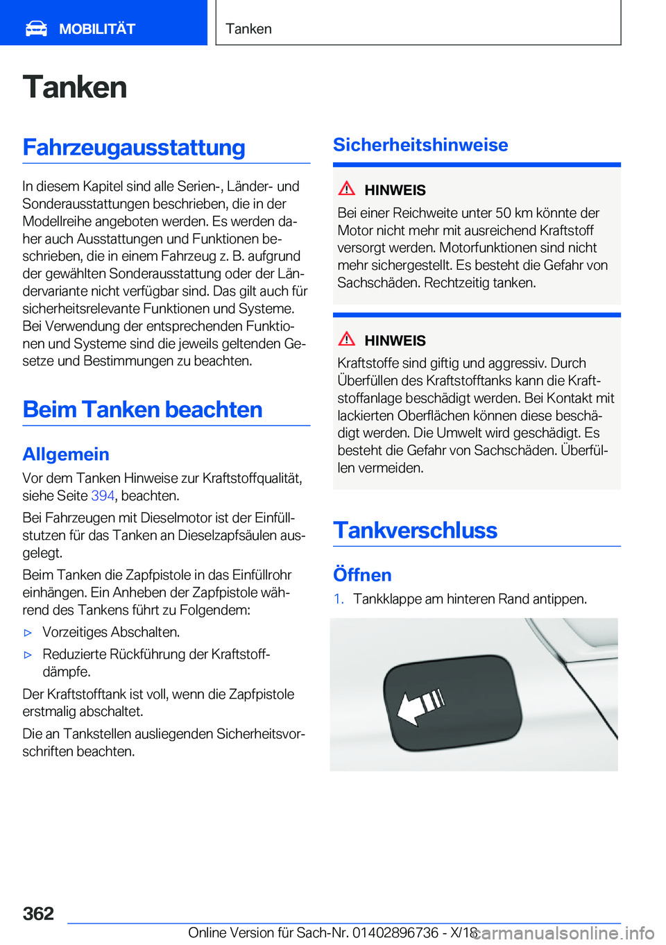 BMW X5 2019  Betriebsanleitungen (in German) �T�a�n�k�e�n�F�a�h�r�z�e�u�g�a�u�s�s�t�a�t�t�u�n�g
�I�n��d�i�e�s�e�m��K�a�p�i�t�e�l��s�i�n�d��a�l�l�e��S�e�r�i�e�n�-�,��L�
