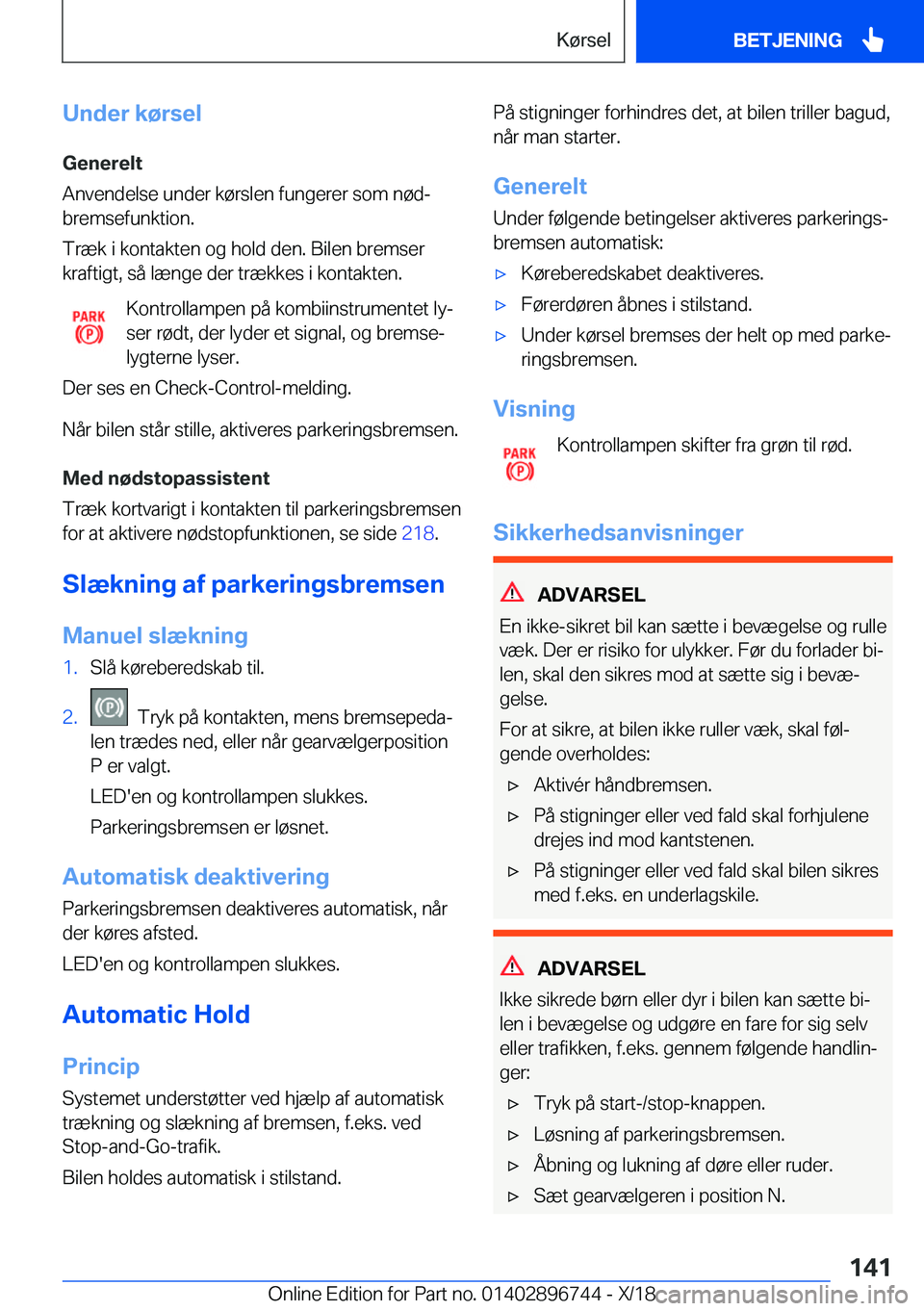 BMW X5 2019  InstruktionsbØger (in Danish) �U�n�d�e�r��k�