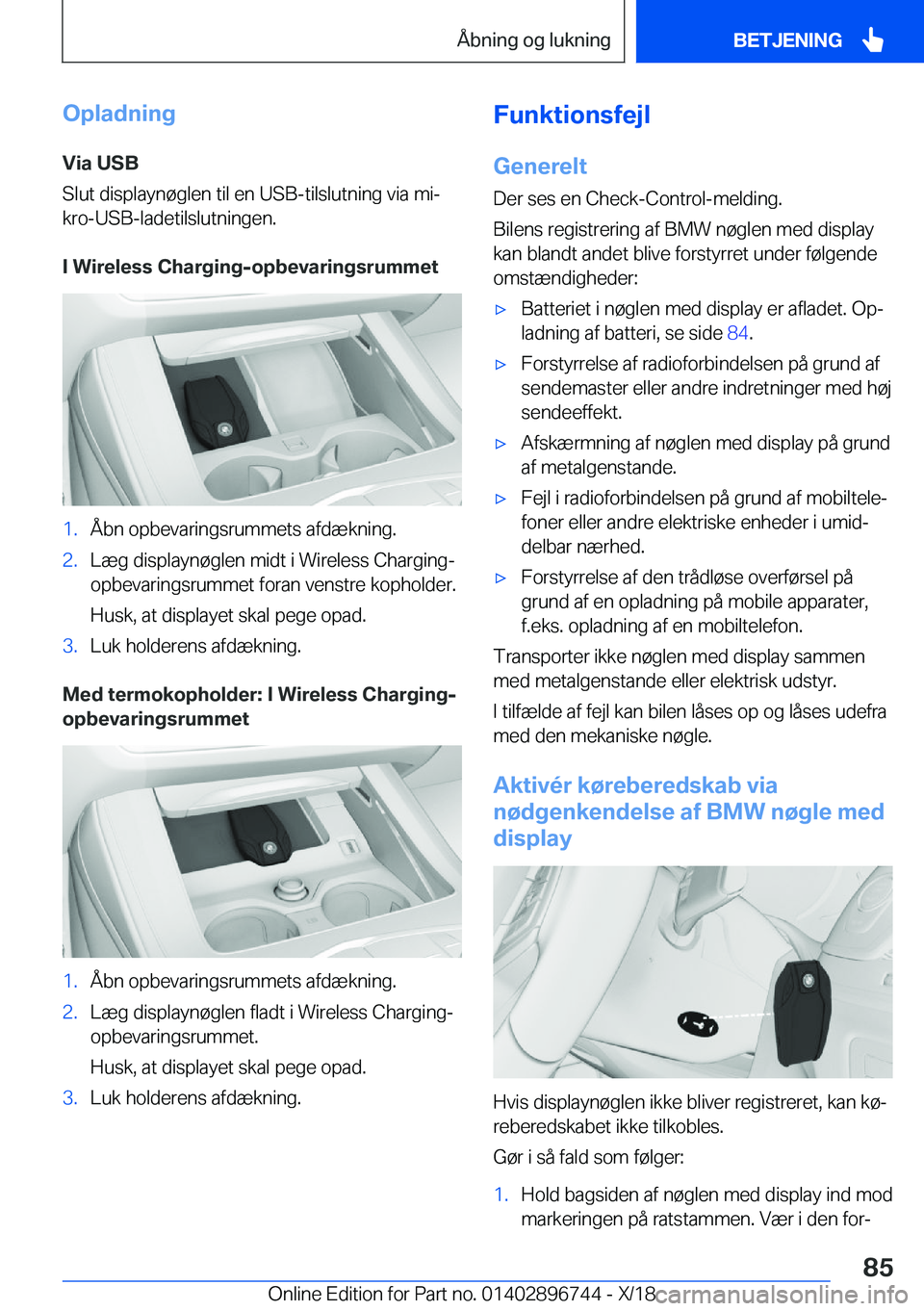 BMW X5 2019  InstruktionsbØger (in Danish) �O�p�l�a�d�n�i�n�g�V�i�a��U�S�B
�S�l�u�t��d�i�s�p�l�a�y�n�