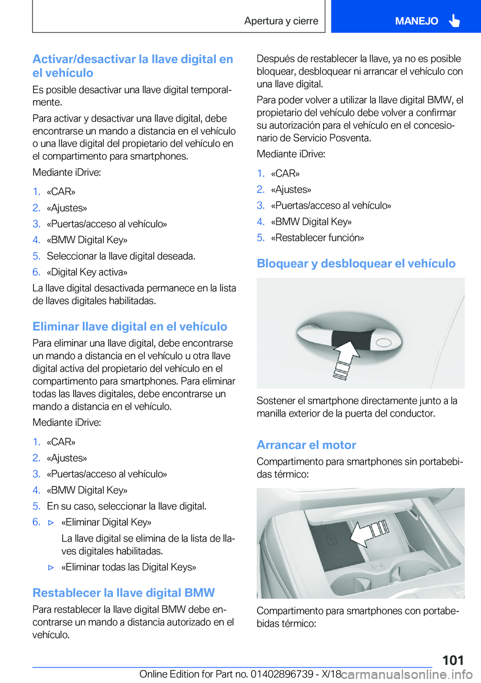BMW X5 2019  Manuales de Empleo (in Spanish) �A�c�t�i�v�a�r�/�d�e�s�a�c�t�i�v�a�r��l�a��l�l�a�v�e��d�i�g�i�t�a�l��e�n
�e�l��v�e�h�
