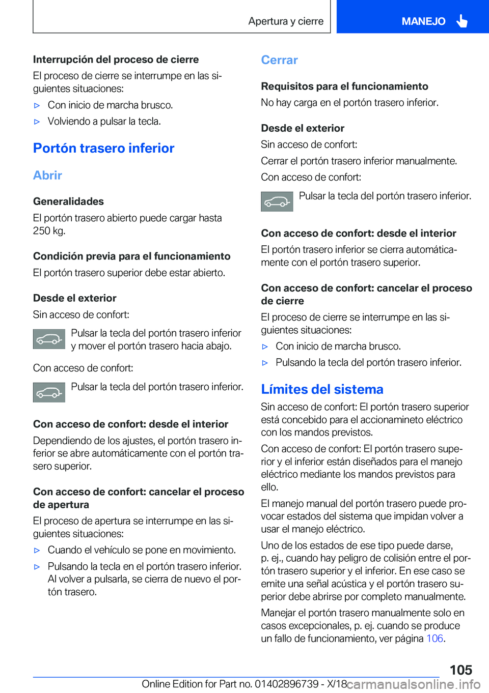 BMW X5 2019  Manuales de Empleo (in Spanish) �I�n�t�e�r�r�u�p�c�i�