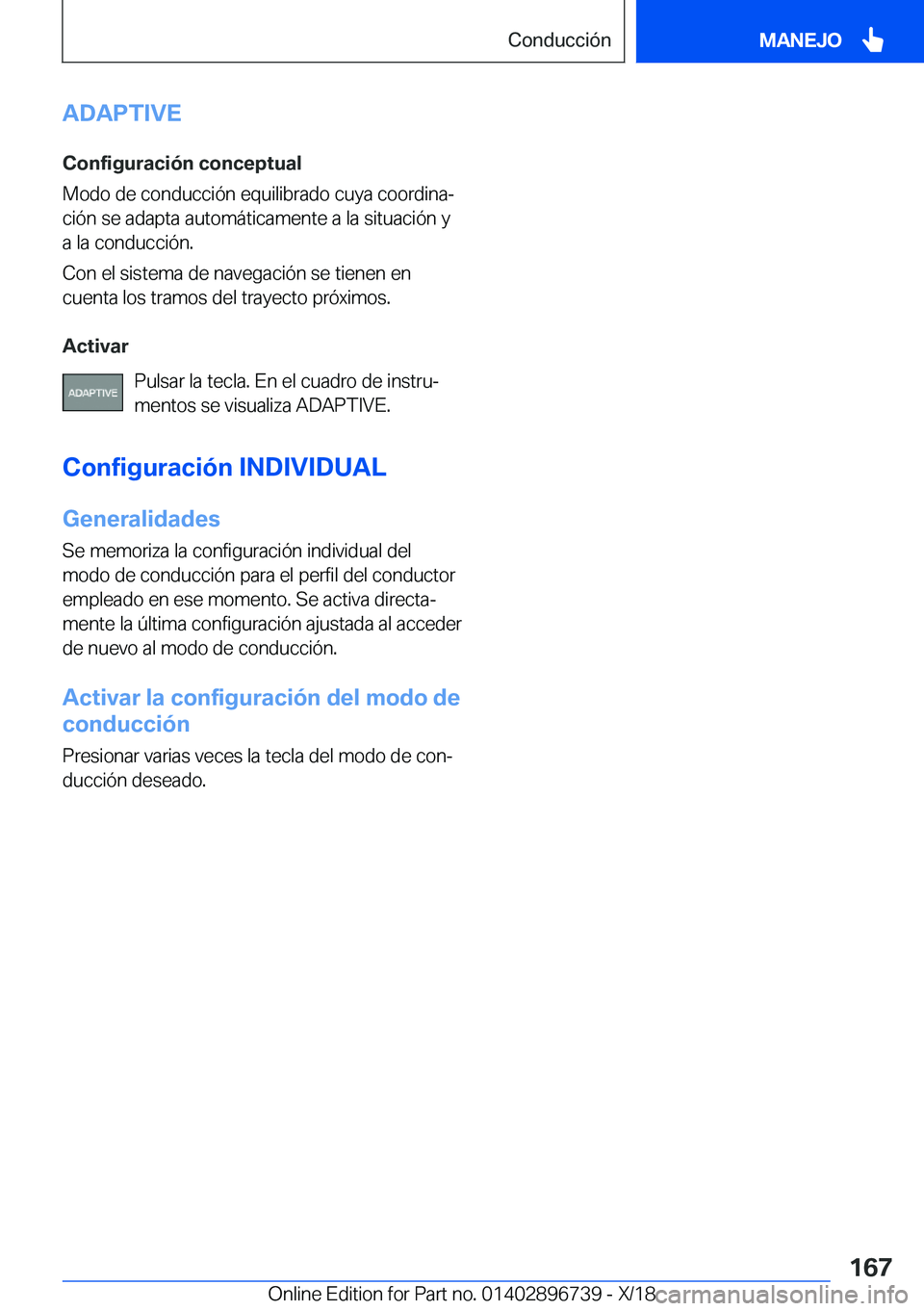 BMW X5 2019  Manuales de Empleo (in Spanish) �A�D�A�P�T�I�V�E
�C�o�n�f�i�g�u�r�a�c�i�