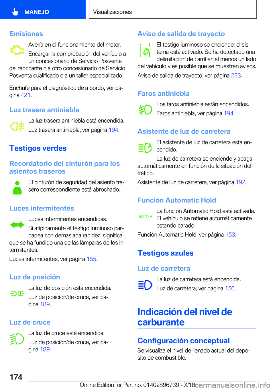 BMW X5 2019  Manuales de Empleo (in Spanish) �E�m�i�s�i�o�n�e�s�A�v�e�r�