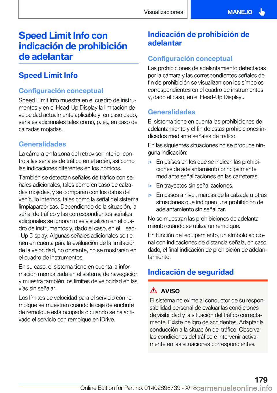 BMW X5 2019  Manuales de Empleo (in Spanish) �S�p�e�e�d��L�i�m�i�t��I�n�f�o��c�o�n�i�n�d�i�c�a�c�i�