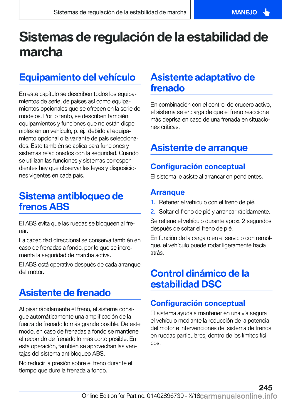 BMW X5 2019  Manuales de Empleo (in Spanish) �S�i�s�t�e�m�a�s��d�e��r�e�g�u�l�a�c�i�