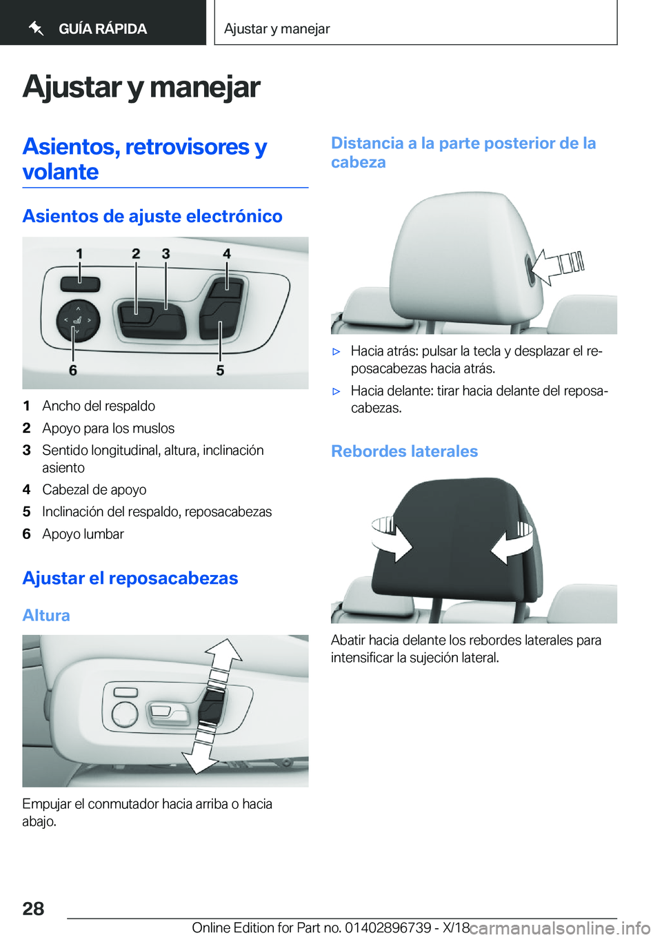 BMW X5 2019  Manuales de Empleo (in Spanish) �A�j�u�s�t�a�r��y��m�a�n�e�j�a�r�A�s�i�e�n�t�o�s�,��r�e�t�r�o�v�i�s�o�r�e�s��y
�v�o�l�a�n�t�e
�A�s�i�e�n�t�o�s��d�e��a�j�u�s�t�e��e�l�e�c�t�r�