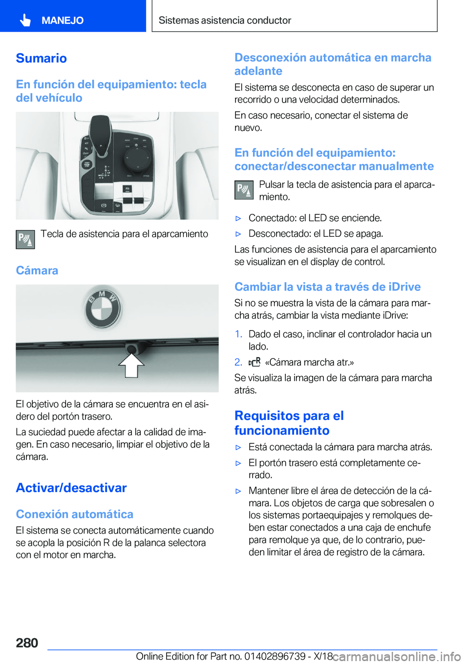 BMW X5 2019  Manuales de Empleo (in Spanish) �S�u�m�a�r�i�o�E�n��f�u�n�c�i�