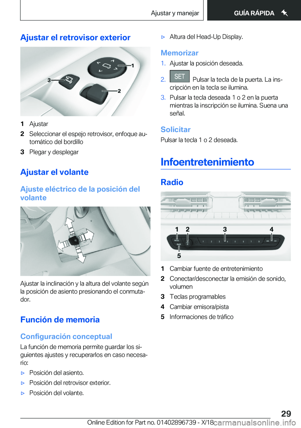 BMW X5 2019  Manuales de Empleo (in Spanish) �A�j�u�s�t�a�r��e�l��r�e�t�r�o�v�i�s�o�r��e�x�t�e�r�i�o�r�1�A�j�u�s�t�a�r�2�S�e�l�e�c�c�i�o�n�a�r��e�l��e�s�p�e�j�o��r�e�t�r�o�v�i�s�o�r�,��e�n�f�o�q�u�e��a�uª
�t�o�m�