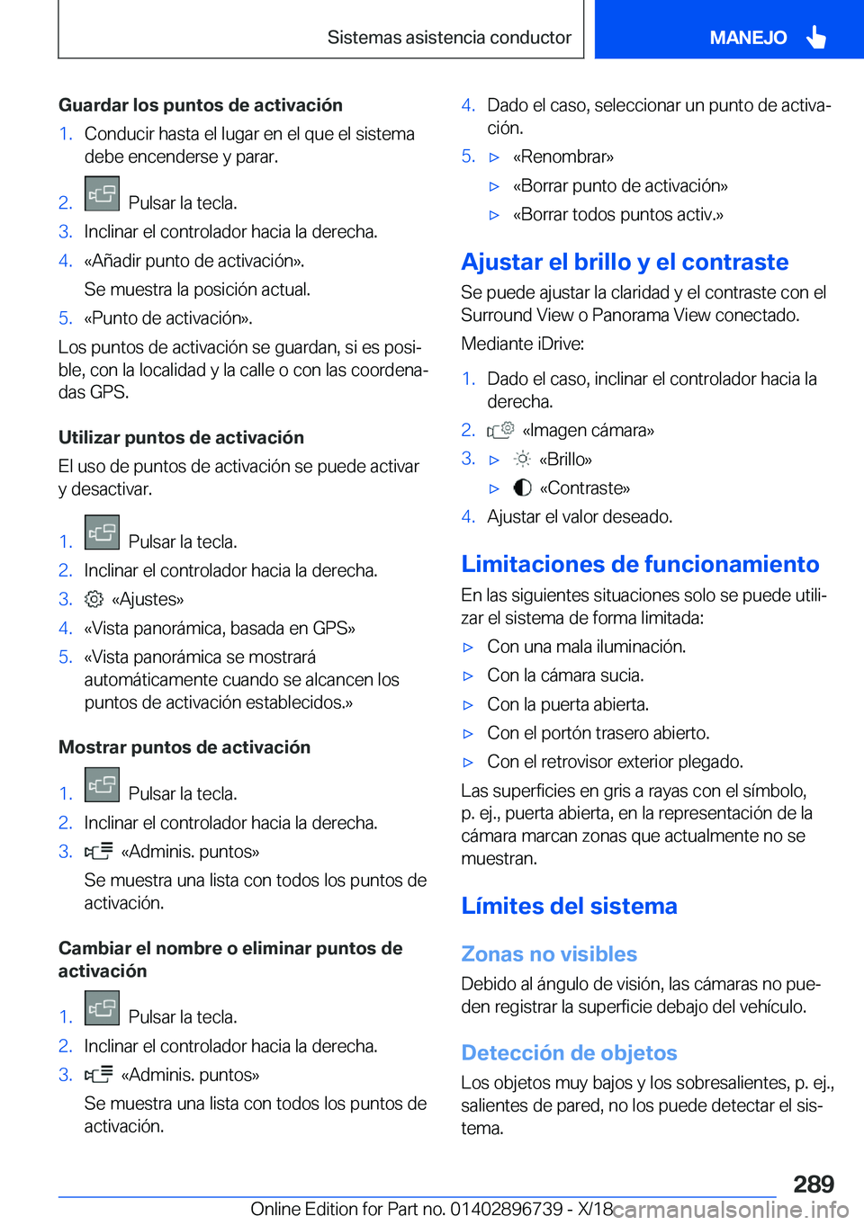 BMW X5 2019  Manuales de Empleo (in Spanish) �G�u�a�r�d�a�r��l�o�s��p�u�n�t�o�s��d�e��a�c�t�i�v�a�c�i�