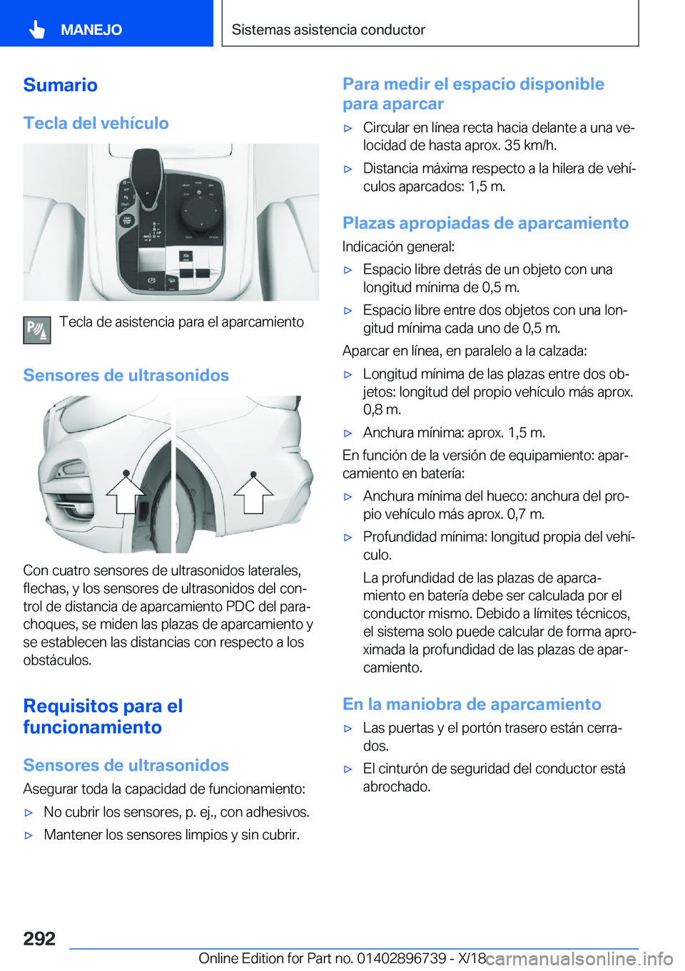 BMW X5 2019  Manuales de Empleo (in Spanish) �S�u�m�a�r�i�o�T�e�c�l�a��d�e�l��v�e�h�