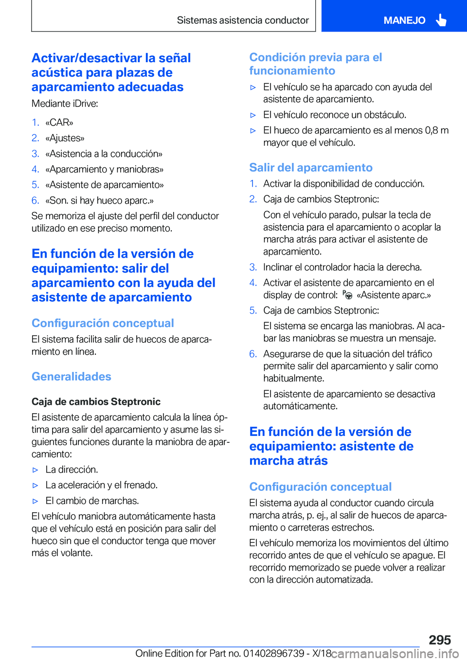 BMW X5 2019  Manuales de Empleo (in Spanish) �A�c�t�i�v�a�r�/�d�e�s�a�c�t�i�v�a�r��l�a��s�e�