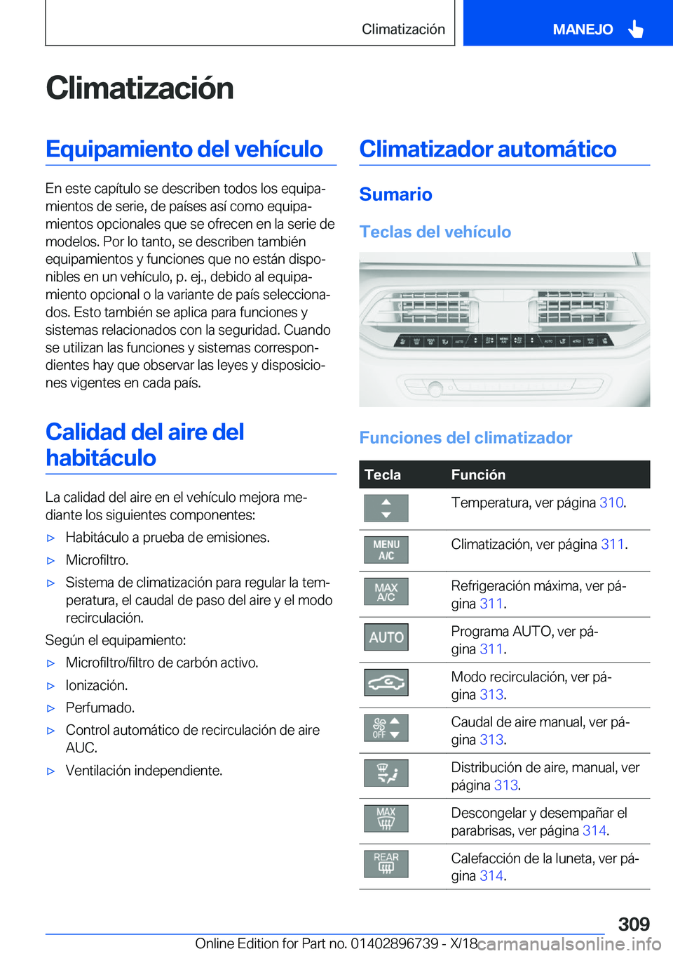 BMW X5 2019  Manuales de Empleo (in Spanish) �C�l�i�m�a�t�i�z�a�c�i�