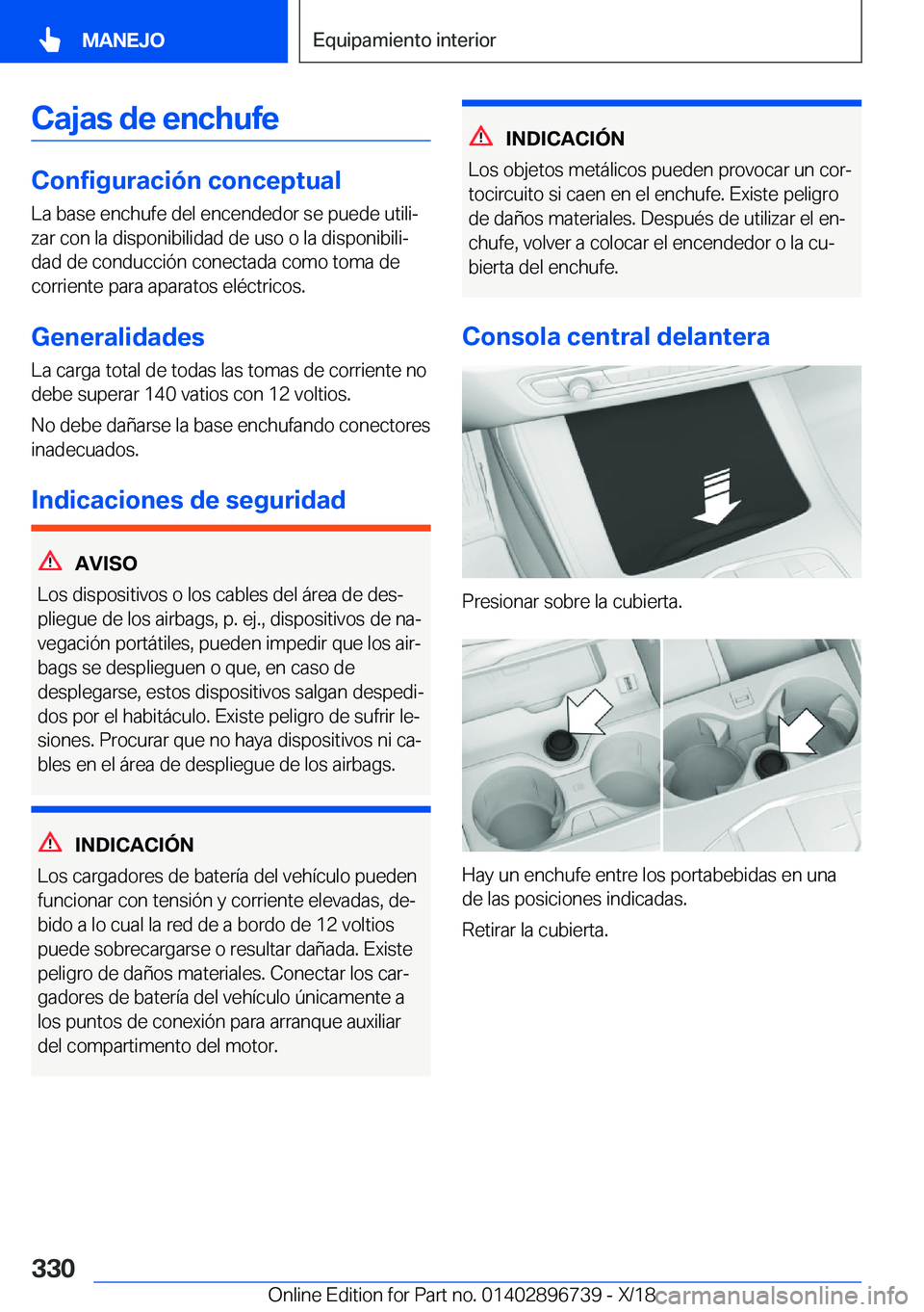 BMW X5 2019  Manuales de Empleo (in Spanish) �C�a�j�a�s��d�e��e�n�c�h�u�f�e
�C�o�n�f�i�g�u�r�a�c�i�