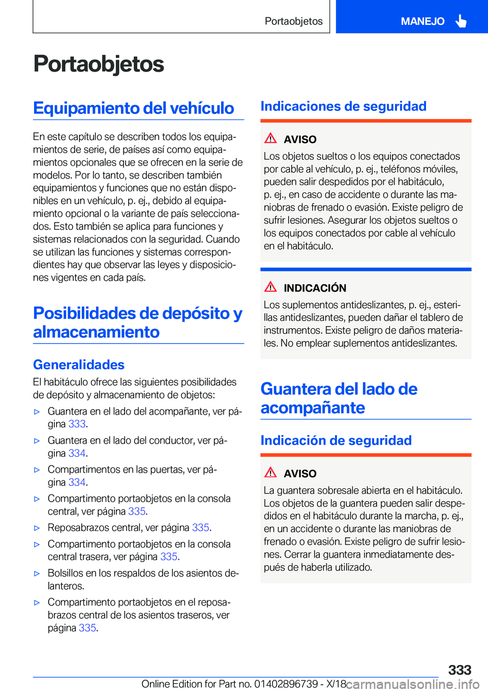 BMW X5 2019  Manuales de Empleo (in Spanish) �P�o�r�t�a�o�b�j�e�t�o�s�E�q�u�i�p�a�m�i�e�n�t�o��d�e�l��v�e�h�