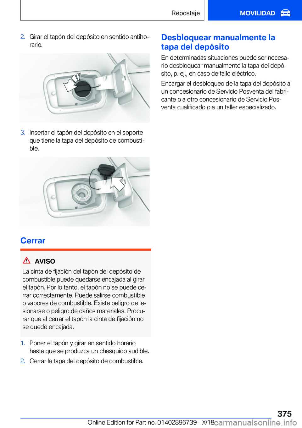 BMW X5 2019  Manuales de Empleo (in Spanish) �2�.�G�i�r�a�r��e�l��t�a�p�
