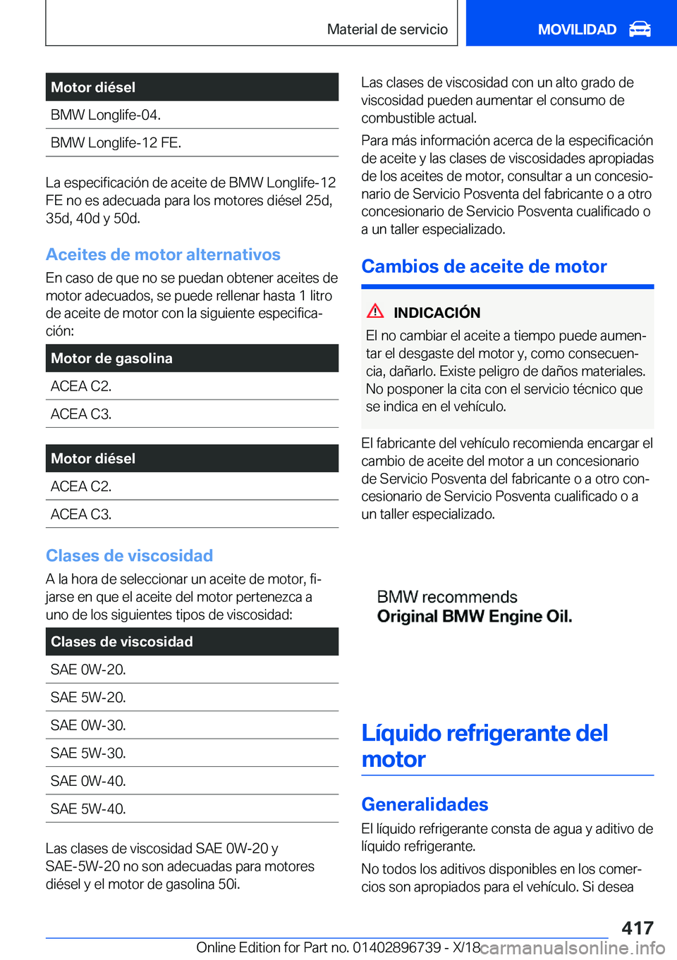 BMW X5 2019  Manuales de Empleo (in Spanish) �M�o�t�o�r��d�i�