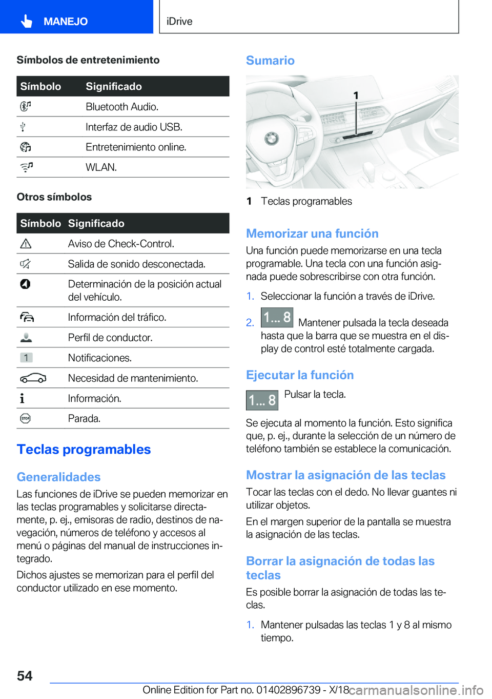 BMW X5 2019  Manuales de Empleo (in Spanish) �S�