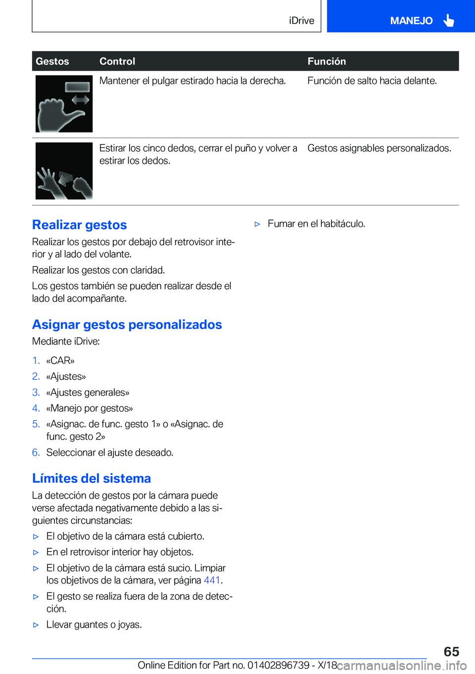 BMW X5 2019  Manuales de Empleo (in Spanish) �G�e�s�t�o�s�C�o�n�t�r�o�l�F�u�n�c�i�