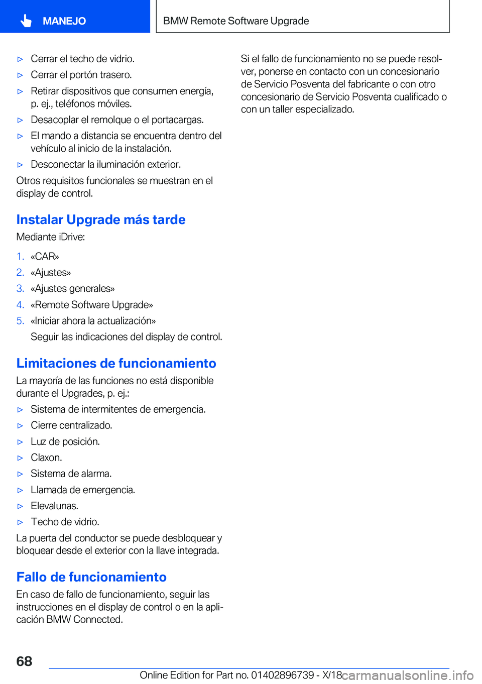 BMW X5 2019  Manuales de Empleo (in Spanish) x�C�e�r�r�a�r��e�l��t�e�c�h�o��d�e��v�i�d�r�i�o�.x�C�e�r�r�a�r��e�l��p�o�r�t�