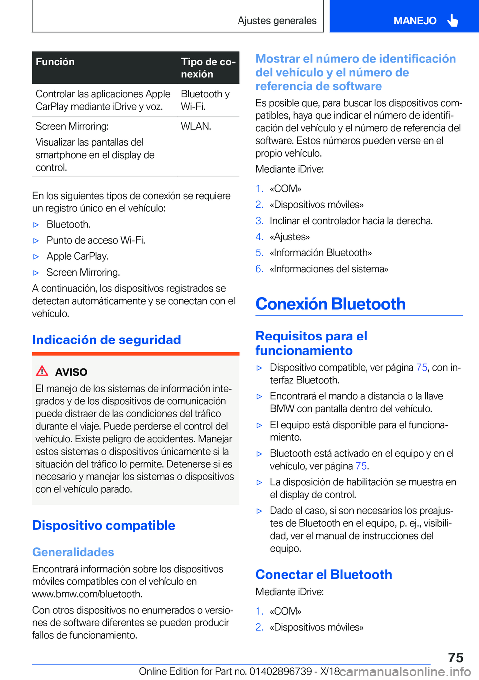 BMW X5 2019  Manuales de Empleo (in Spanish) �F�u�n�c�i�