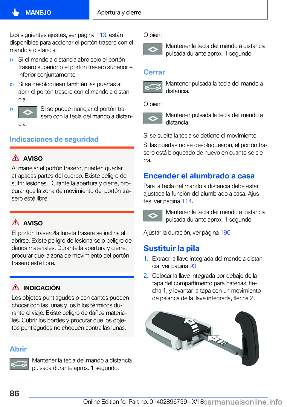 BMW X5 2019  Manuales de Empleo (in Spanish) �L�o�s��s�i�g�u�i�e�n�t�e�s��a�j�u�s�t�e�s�,��v�e�r��p�