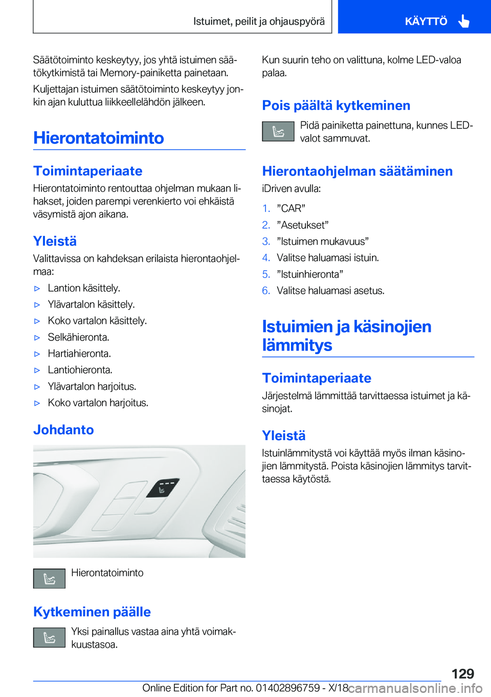 BMW X5 2019  Omistajan Käsikirja (in Finnish) �S�