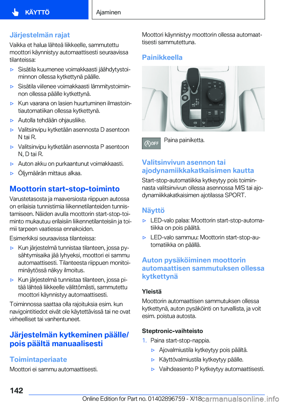 BMW X5 2019  Omistajan Käsikirja (in Finnish) �J�