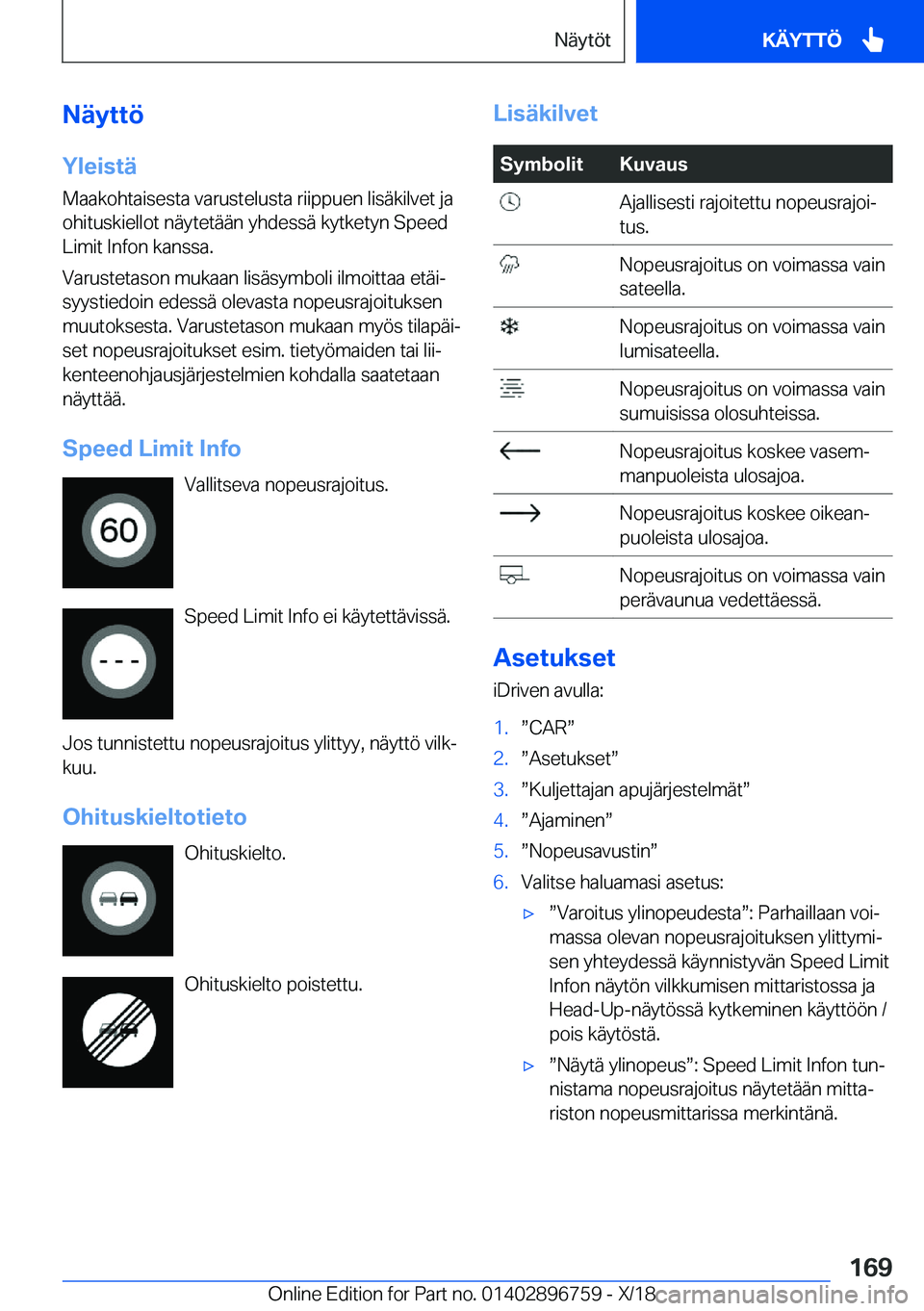 BMW X5 2019  Omistajan Käsikirja (in Finnish) �N�