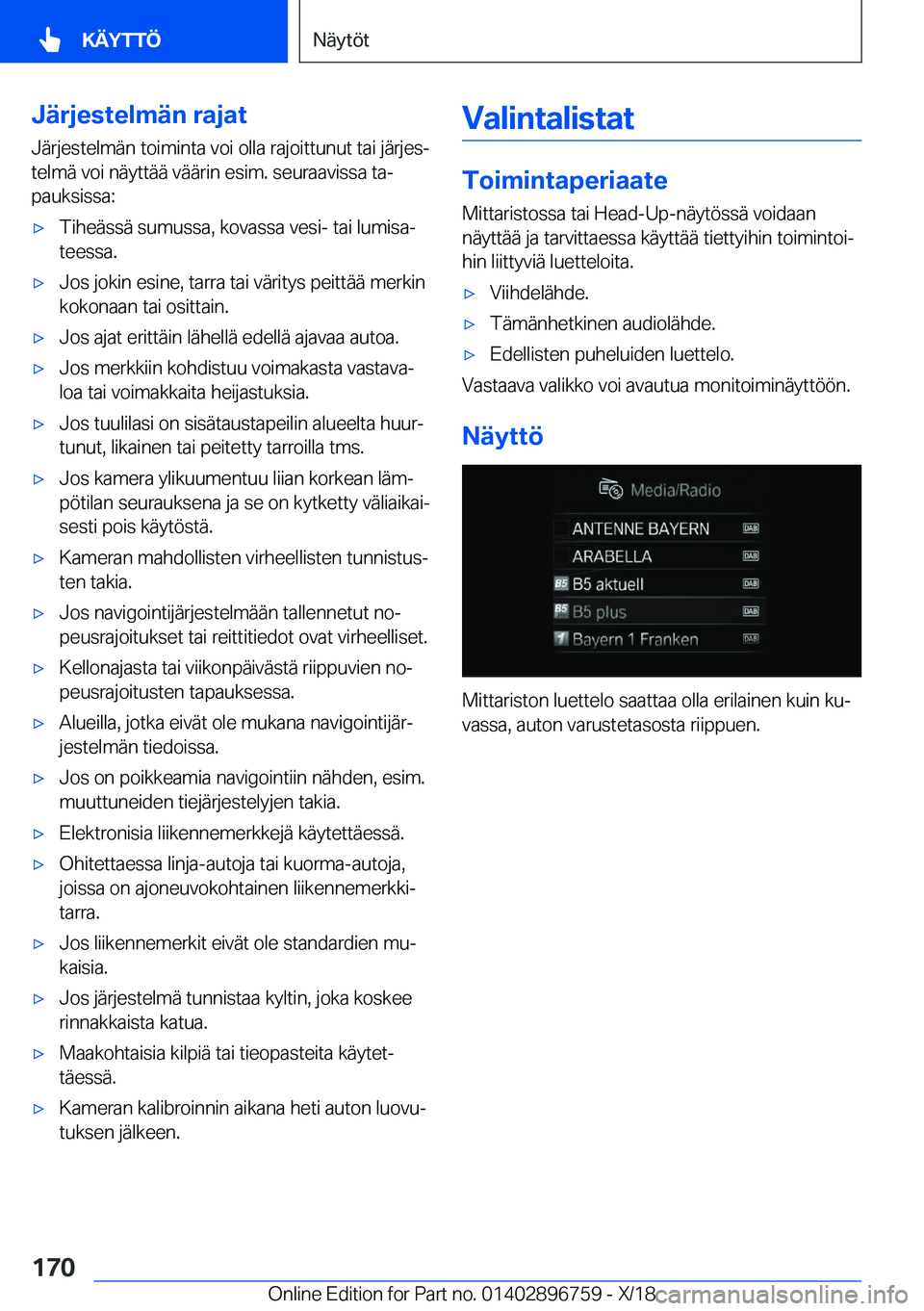 BMW X5 2019  Omistajan Käsikirja (in Finnish) �J�