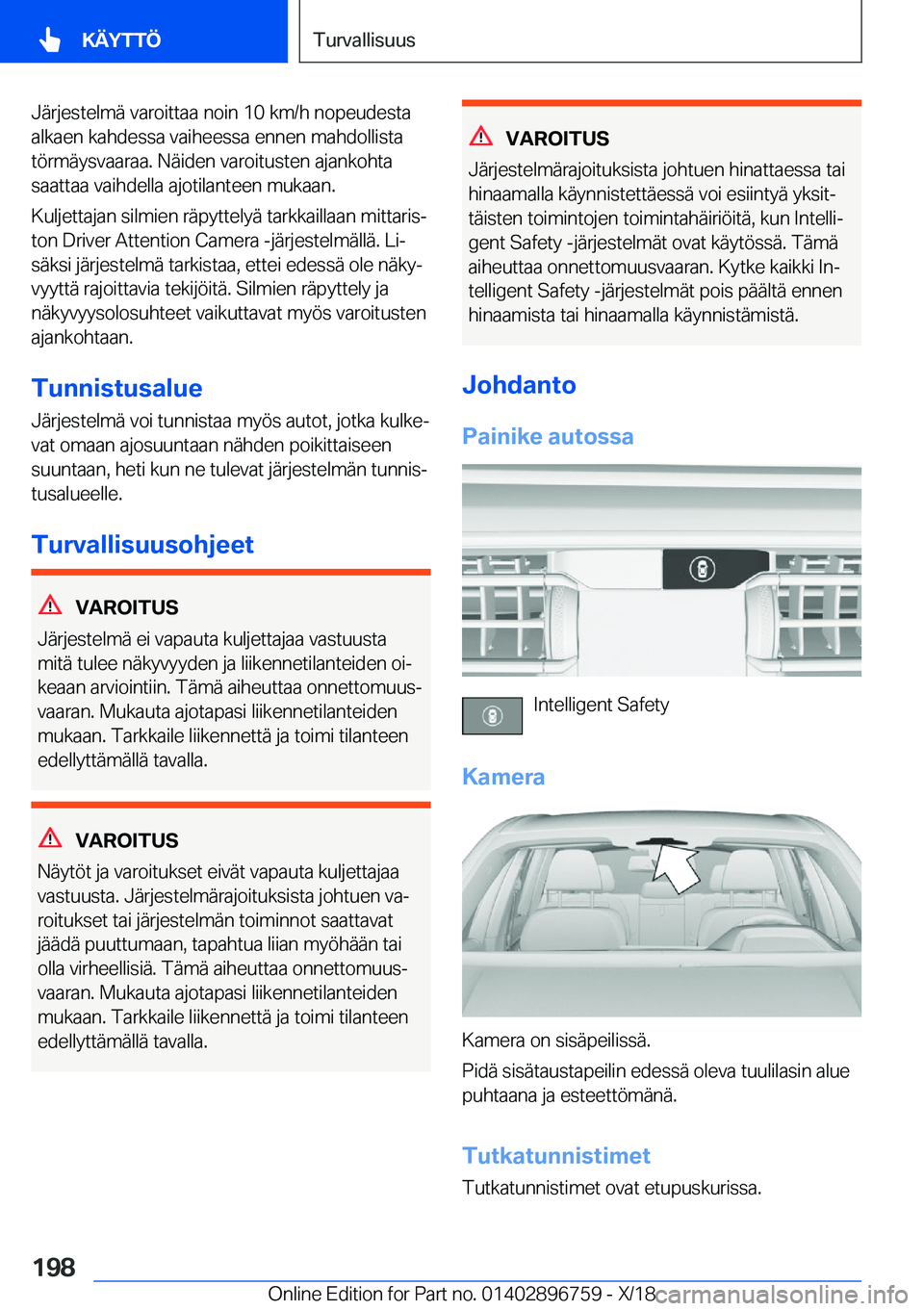 BMW X5 2019  Omistajan Käsikirja (in Finnish) �J�