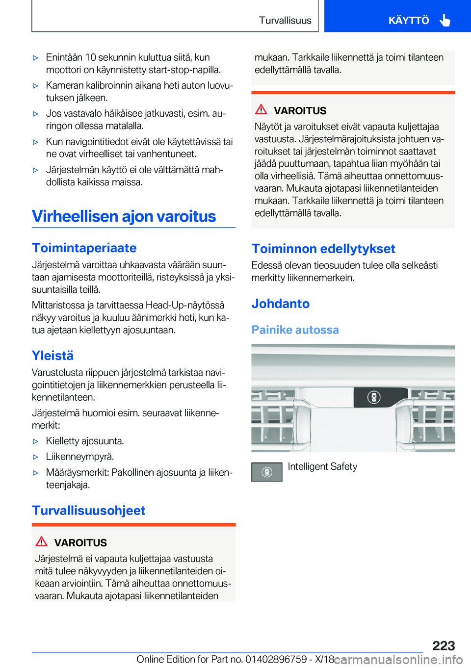 BMW X5 2019  Omistajan Käsikirja (in Finnish) 'x�E�n�i�n�t�