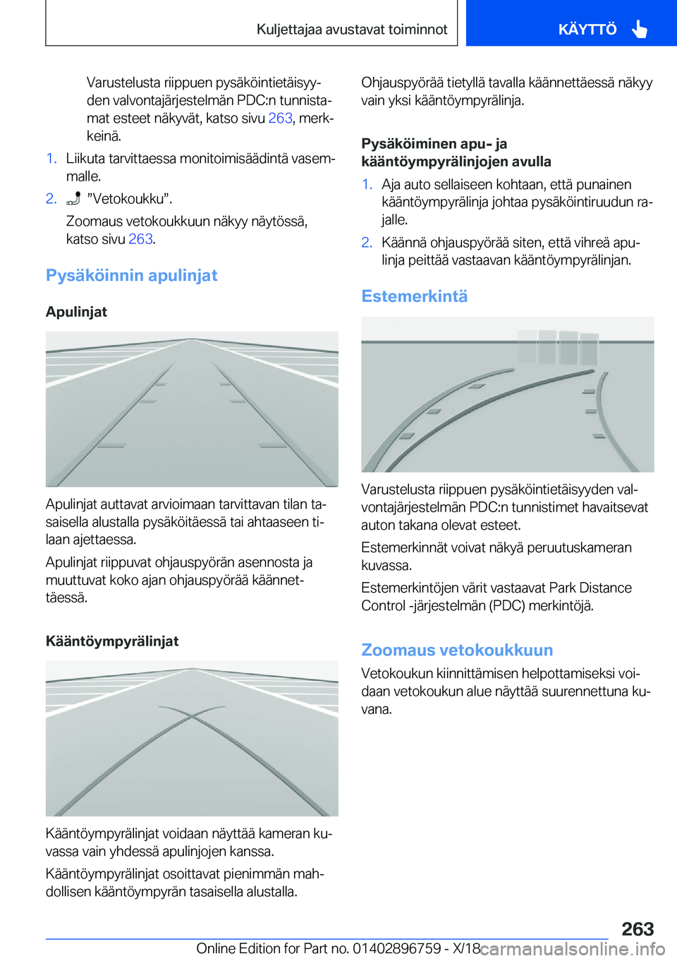 BMW X5 2019  Omistajan Käsikirja (in Finnish) �V�a�r�u�s�t�e�l�u�s�t�a��r�i�i�p�p�u�e�n��p�y�s�