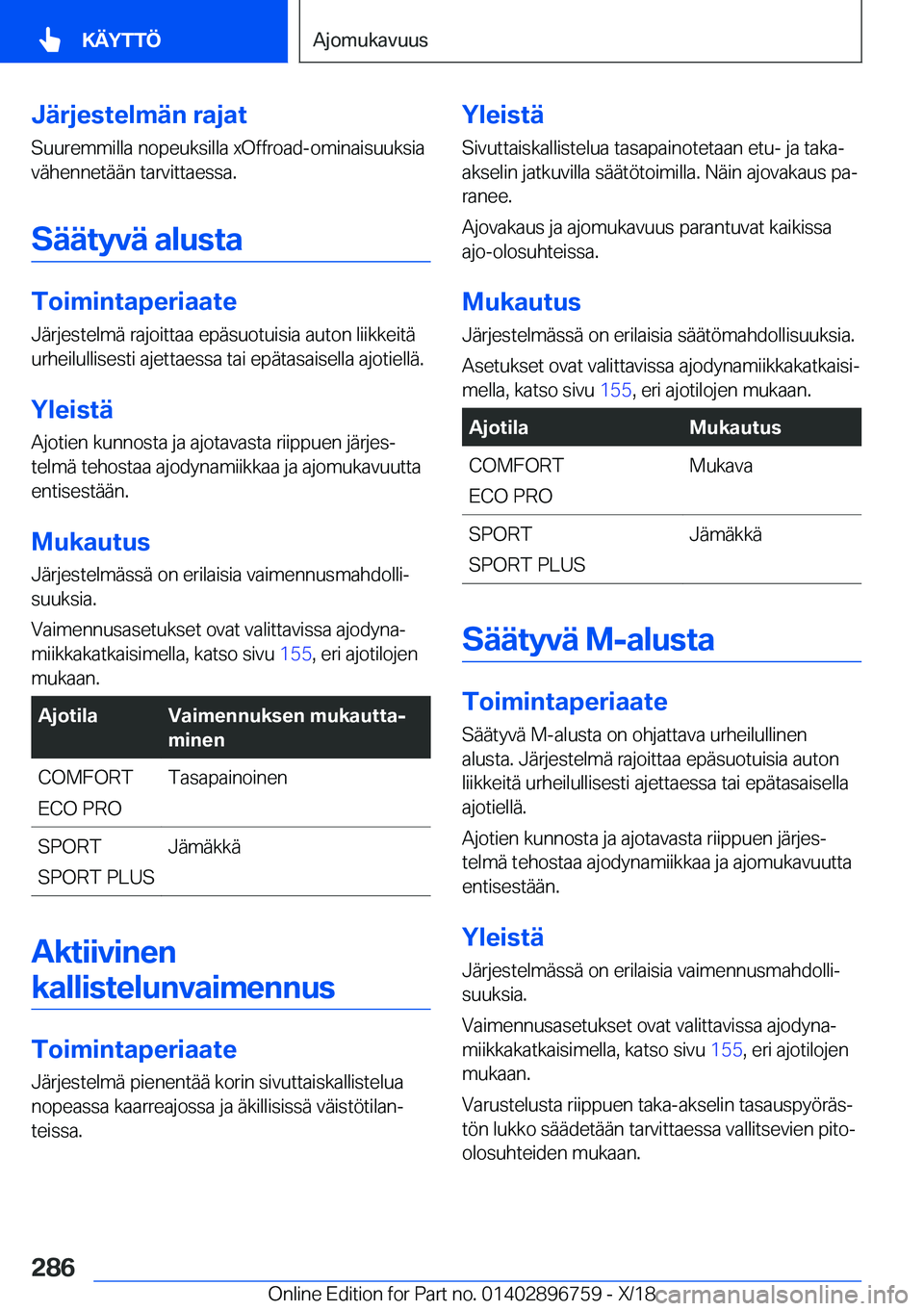 BMW X5 2019  Omistajan Käsikirja (in Finnish) �J�