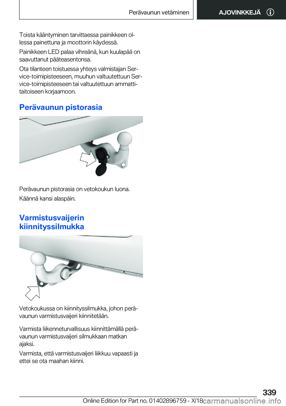 BMW X5 2019  Omistajan Käsikirja (in Finnish) �T�o�i�s�t�a��k�