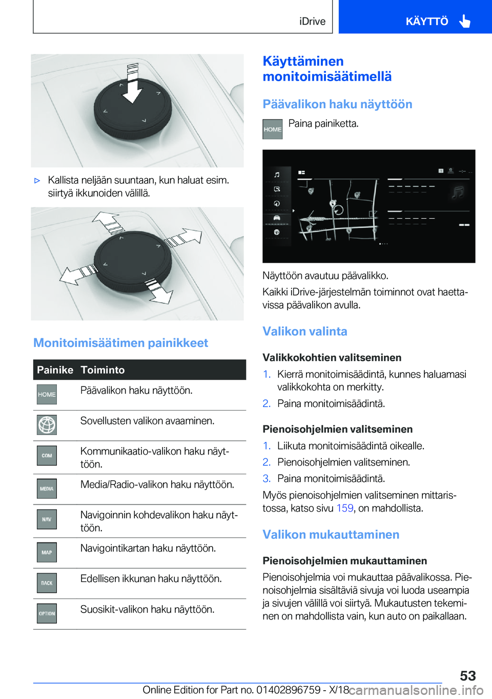 BMW X5 2019  Omistajan Käsikirja (in Finnish) 'x�K�a�l�l�i�s�t�a��n�e�l�j�